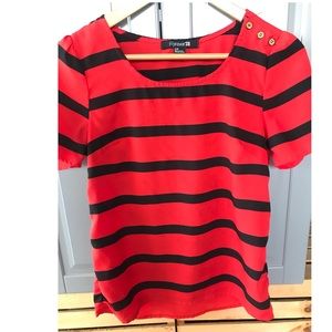 Forever 21 Striped Red and Navy/Black Top